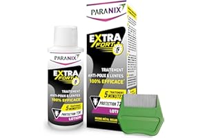 Paranix Extra Fort 5 Minutes - Lotion Anti-Poux Et Lentes 100% Efficace* 2 En 1 : Traite Et Protège â€“ 100 Ml â€“ Peigne Fin En Métal Inclus