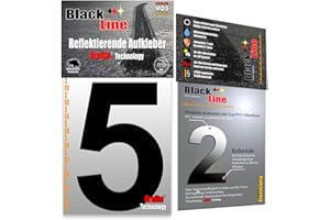 ‎MDS BRAND MDS Brand Design Reflektierende 10cm Zahlen Aufkleber | LKW Marking Grade Reflektoren für Hausnummer & Mülltonnen klebezahlen Reflex (5-Black)