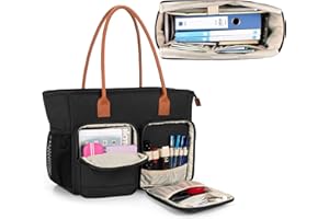 CURMIO Sac de Transport pour Femme, Sac de Travail pour Enseignant, Pochette Rembourrée pour Ordinateur Portable, Idéal pour Professeurs, Noir (Sac Vide)