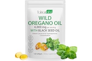 SKIN TAG REMOVAL Oregano-Öl-165mg Carvacrol-Öl von Oregano-Kapseln | Kaltgepresst | 6000mg Oregano Lebensmittel Kräuterergänzung- mit Schwarzkümmelöl-120 Count