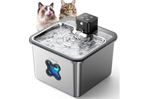 FEELNEEDY Katzenbrunnen Kabellos 3.2L, Trinkbrunnen für Katze Edelstahl 4000mAh Akku, Wasserbrunnen für Katzen mit Bewegungsmelder, Spülmaschinenfester