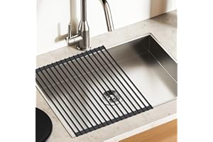 The Inventions Emporium Escurreplatos Plegable - Escurreplatos sobre Fregadero (43,5x33 Cm) - Escurridor Plegable con Recubrimiento de Silicona Fácil de Limpiar - Enrollable y Antióxido - (1 Unidad)