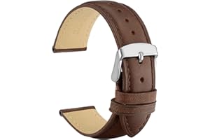 WOCCI Vintage Cinturini Orologi in Pelle con Fibbia in Argento Inossidabile, Cinturino di Ricambio 14mm 15mm 16mm 17mm 18mm 19mm 20mm 21mm 22mm 23mm 24mm