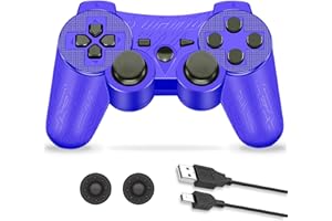 SupoHero Game Controller Compatible for Play3, Play 3 Wireless Remote Game Controller with Dual Vibration,6-Axis Gyro and Charging Cable (Blue)