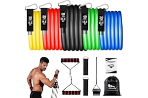 HIMALY Resistance Bands Set 5pcs with Handle Strength Exercise Resistance Band Training Fitness Tubes Tension Bands Workout Gym Equipment Men and Women