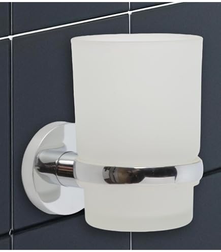 Bicchiere porta spazzolini da parete in vetro 6,8x9,6 cm | Sparta
