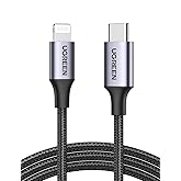 UGREEN MFi Certified Fast Charging Lightning iPhone Charger Cable (1M) | PD 3.0, Braided Nylon, USB C to Lightning Cable, Com