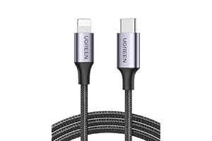 UGREEN Câble Lightning vers USB C MFi Certifié Nylon Tressé Chargeur iPhone Rapide Compatible avec iPhone 14 Plus Pro Max 13 12 11 SE 2022 XR XS iPad Pro 2017 AirPods Pro (1M)