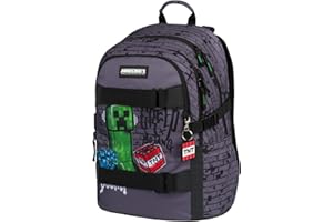 Baagl Schulrucksack für Jungen Mädchen Teenager - Skateboard Rucksack - Kinderrucksack mit Laptopfach und Brustgurt für Schule, Weiterführendeschule, Mittelschule