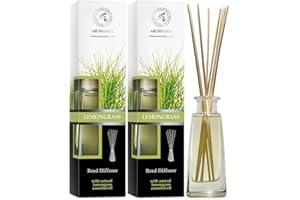 AROMATIKA TRUST THE POWER OF NATURE Reed Diffuser Lemongrass - 2x100ml - Room Diffusers Set with Lemongrass Essential Oil - Scented Diffusers with Sticks - Home Fragrance - Air Freshener - Lemongrass Scent - Room Fragrance