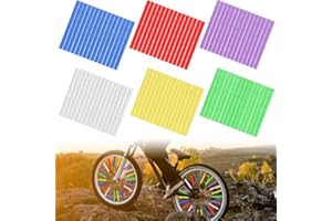 CAREDGO 72 Raggi Riflettenti per Biciclette 75 * 5 * 2mm Riflettori per Raggi Bici in ABS Copriraggi Bici Colorata Verde Blu Giallo Viola Rosso Bianco Raggi Decorazione per MTB Biciclette, 6 Colori