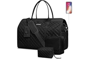 ETRONIK Reisetasche, Reise-Wochenendtaschen mit Nassfach & Schuhbeutel &Toilettenbeutel,Übernachtungstaschen für Damen,Krankenhaus-Taschen,5-TLG. Set, Black