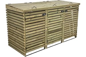 ARBOR GARDEN SOLUTIONS BinHaven slatted wheelie bin storage, wooden outdoor cover (Triple)