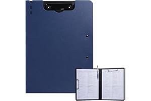 FRETONBA Portablocco A4-Raccoglitore in Plastica Foldover Clip Boards con Coperchio, Portadocumenti Leggeri per Scuola/Industria/Ufficio (Blu)