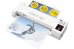 SINCHI A3 Thermal Laminator | Fast 40 Second Warm-Up, 55s/Page | 75–250 Micron, 2 Large Rollers | LED Touch Panel, Jam Release, Auto Shut-Off | 10 Sheets Included – Ideal for Office, School & Home