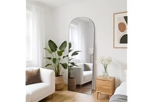 Hamlody Full Length Mirror 162x52CM Arched Mirrors, Large Long Black Full Body Wall Mirrors with Aluminum Frame, Standing Hanging or Leaning Against Wall, Dressing Mirror for Bedroom/Living Room