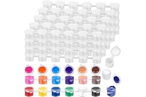 240 Pcs Empty Paint Pot Palettes, Caffox 40 Strips Paint Pots with Lids Acrylic Mini Paint Container Strips Storage with Lids for Arts and Crafts Paint (3ml/ 0.1oz)