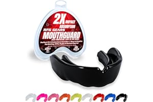 REPTON FITNESS GEARS Mouthguard, Adult and Junior Gum Shield Slim Fit with Case for Boxing, Martial Arts, Judo, MMA, Rugby, Karate, Hockey and Other Contact Sports (Black, Adults (11+))