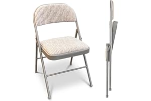 JupiterJX Folding Chairs Set Of 1 Padded Fabric Seat, Heavy Duty Metal Frame Folding Back Rest Chair For Home Office Garden Computer Desk Foldable Chair With Cushioned Pad Seat (Grey, 1 Piece)