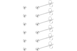 Milacolato 6-12 pares de pendientes en 925 pequeños pendientes de plata de ley con bolas redondas redondas para joyería de mujer