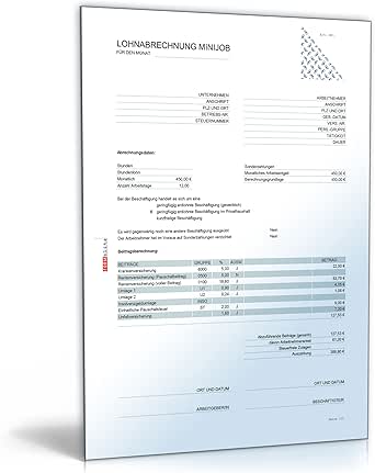 Lohnabrechnung 450 Euro Minijob 2018 Excel Download Amazon De Software