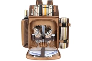 Hap Tim Sac à Dos de Pique-Nique pour 2 Personnes avec Grand Compartiment Isotherme, Couverture en Polaire, Couverts, Parfait pour la Plage, Les barbecues, Cadeaux pour Les Amateurs