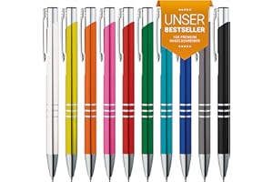 ‎GIMEI GIMEI® Metall Kugelschreiber 10 Stück | Premium Kugelschreiber Set Hochwertig, Kulli für einfaches & weiches Schreiben | Blauschreibender Kugelschreiber bunt als optischer Hingucker