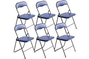 THE SECRET HOME – Pack de 6 Sillas Plegables de PVC y Metal – Alto. 80 cm x Ancho. 45 cm – Asiento Auxiliar para el Hogar - Silla con Patas Antideslizantes - Color Azul/Negro
