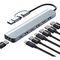Adattatore HUB 7 in 1, hub USB C con 2 porte dati USB-C, USB3.0
