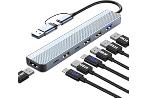 OBLLEMN USB C 3.0 Hub 7-in-1 Multiport-Adapter mit USB 3.0, 2.0, Splitter und Typ-C-Hub, für MacBook Air/Pro, Galaxy, iPad, Windows, Laptop, PS4/PS5