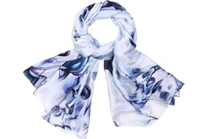 heekpek Bufanda Seda Mujer Satín Bufanda Estampada Ligero Elegante Chal Fulares Cuello Pañuelo de Seda para Mujer