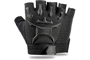 Ziyonix Guantes de Ciclismo de Medio Dedo para Niños, Guantes Deportivos Antideslizantes, Negro, Talla Única, 6-10 Años