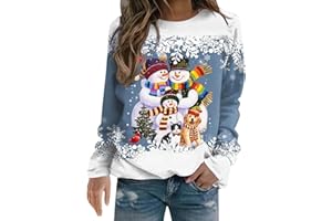 ZJKESDIOAW Christmas Jumpers for Women Ladies Santa Claus Xmas Snowman Printed Sweatshirt Cute Funny Hilarious Ugly Sweater