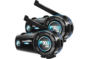 Fodsports FX8 Air Intercomunicador Casco Moto 5.0 Bluetooth Auriculares Intercomunicador Manos Libres con Navegación GPS por Voz,Hi-Fi Sonido Estéreo,Función FM,900mAh batería(Doble)