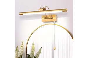 MantoLite LED Lámparas de Pared 8W,Interior Iluminación para cuadros y expositores Con Cabeza de Lámpara Giratoria e Interruptor,Baño Espejo Apliques de Pared 40CM 3000K Luces de Lectura(Latón)