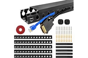 REFLYING 5 Pezzi Canaline per Cavi, Kit Canalina per Cavi, Canalina Passacavi a Fessura Aperta per Nascondere Il Cavo, 1,85 M (5x37cm), Nero