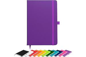 Savvy Bee Blanco Basic A5 Unlined Plain Page Notebook New Hardback Journal with pen loop, elastic closure, ribbon marker and pen loop Notepad Note Book Notes Diary Pad (Purple)
