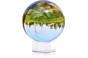 INTIRILIFE Bola de Cristal con Soporte 70 mm en Cristal Claro - Bola de Cristal con Soporte de Cristal para la fotografía, la meditación, la decoración - Bola de Foto Globo Bala