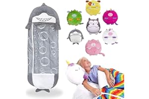 SAMNUERLY Schlafsack mit Kissen im Alter von 3+, 2 in 1 Tiger Schlafsack für Kinder, schläfriger Sack tragbarer und Faltbarer leichtes und atmungsaktives Tiercharakter Kinderkissen