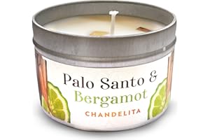 Chandelita Vela Aromática De Palo Santo Y Aceite Esencial Bergamota Con Cera De Soja Y Aceites Esenciales Con Madera De Palo Santo - Velas Aromáticas - Velas Decorativas - Relajación Y Meditación
