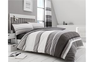 GC GAVENO CAVAILIA Stripe Double Duvet Cover, Reversible Bedding Sets, Luxury Geometric Quilt Covers, Grey