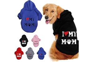 JAXICH Dog Sweater Pet Jacket Pet Dog Classic Knitwear Sweater Warm Winter Coat Pet Fleece Sweatshirt Jumper Sweater Jacket for Dogs I LOVE MY MOM, S-9XL