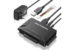 Adaptateur de disque dur IDE/SATA vers USB 3.0 pour disque dur HDD 2,5/3,5", adaptateur externe LUIRSAY avec câble SATA, câble USB et 10 Gbit/s, bloc d'alimentation 12 V 2 A