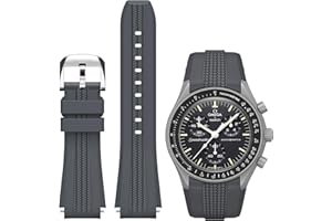 REBANDACE Cinturino per orologio Moonswatch, cinturino in silicone senza spazi vuoti per orologio Omega X Swatch Speedmaster Moonswatch 20 mm, morbido cinturino curvo di ricambio per Swatch Omega uomo