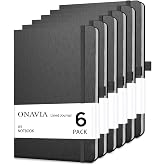 ONAVIA Lined Notebook A5 Hardcover Travel Notebook, Classic Notebook, Premium Journal with Pencil Loop, 160 Pages Pack of 6 (