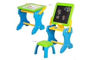 COLORBABY Good Idea! Pizarra 2 en 1 con taburete, Tizas de colores, Borrador, Láminas blancas, Pupitre infantil, Actividades creativas, Motricidad fina, Juguetes para niños +3 años (39428)