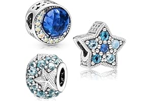 JUGCUT 3 Pack Sterling Silver Starfish Charms with Cubic Zirconia,925 Sterling Silver Dangle Pendant Charm DIY Beads Compatible with Pandora and Other European Bracelets, DIY Making Gift for Women Girls