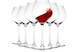 Gusto Nostro Juego de 6 Copas de Vino de Cristal – Copas de Vino Tinto Grandes Elegantes, Altas y Aptas para Lavavajillas - Regalo Ideal Boda Navidad Aniversario