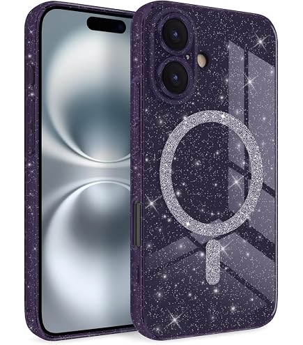 Micoden Glitzer Hülle Für IPhone 13/14 - Mit Abnehmbarer Glitzerkarte, Strass-Diamanten, Rosa