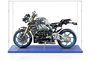 AAABOX Grande Teca Espositiva 50x20x35 con Base Blu,3mm Acrilico Trasparente Antipolvere Vetrina per Moto BMW M 1000 RR 42130 Yamaha MT-10 SP 42159 Motocicletta Ducati Panigale V4 S 42202